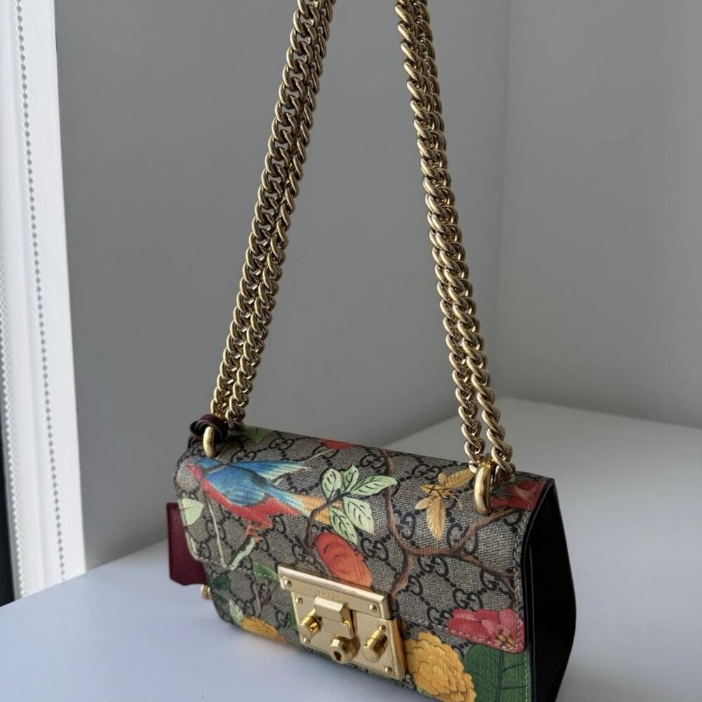Gucci Padlock Shoulder Bag Tian Print GG Coated Canvas Small - Picture 2 of 16